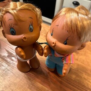 Vintage 1960s Sekiguchi Girl Boy Kissing Dolls Vinyl Blue Eyes
